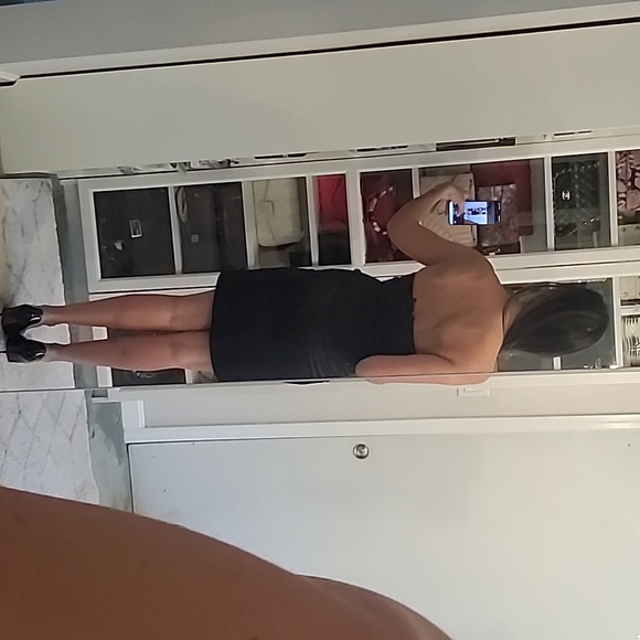 Black satin and lace mini dress - Picture 2 of 5